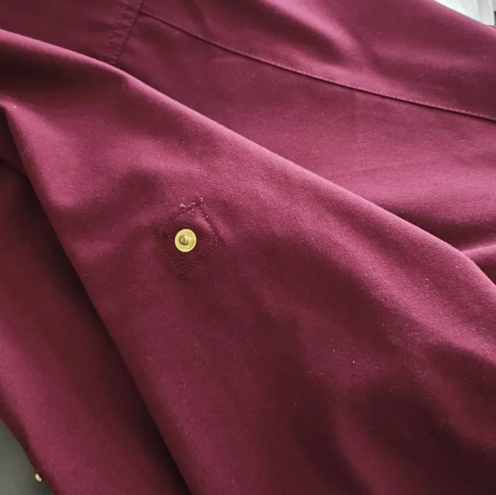 Michael Kors Burgundy Utility Dress with Gold Accents
